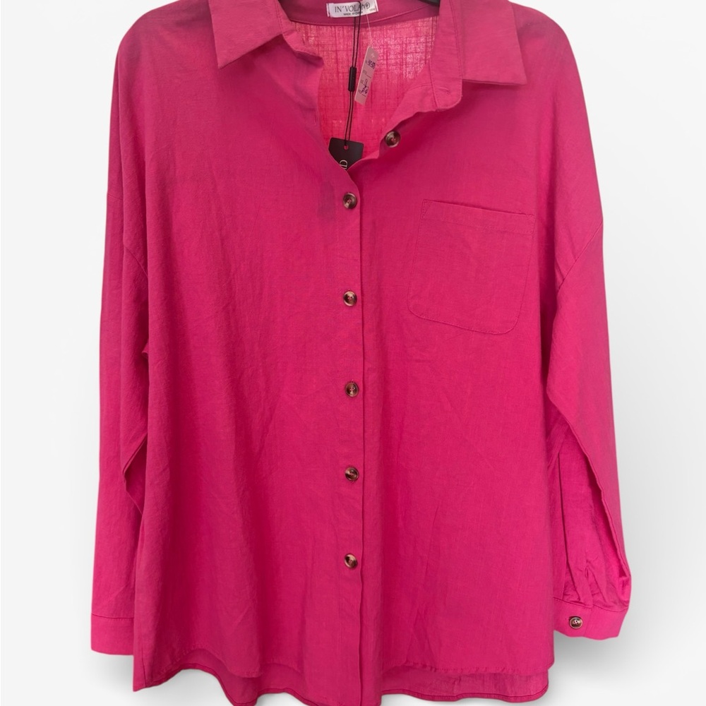 Vibrant Fuchsia Button-Down Shirt